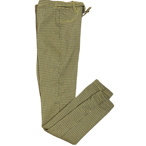 Urban Outfitters Sz 0 Neve Belted High-Waisted Cigarette Pant Yellow Plaid New - Picture 1 of 9